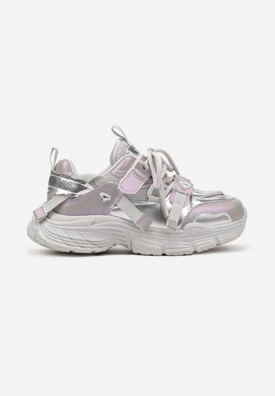 Fioletowe Buty Sportowe Sneakersy na Grubej Podeszwie z Napisem Emresia 1