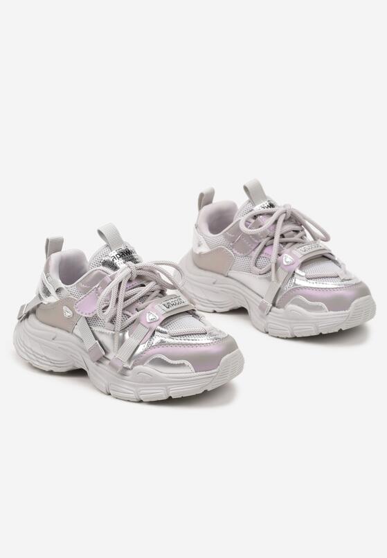 Fioletowe Buty Sportowe Sneakersy na Grubej Podeszwie z Napisem Emresia 2