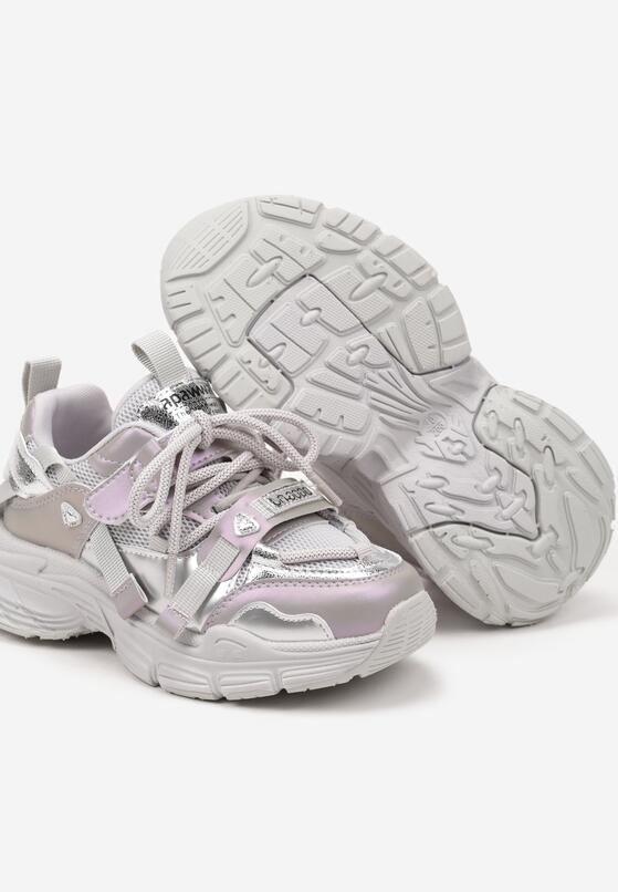 Fioletowe Buty Sportowe Sneakersy na Grubej Podeszwie z Napisem Emresia 3