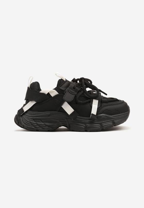 Czarne Buty Sportowe Sneakersy na Grubej Podeszwie z Napisem Emresia 1
