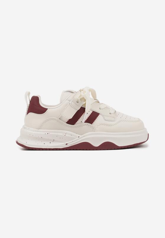 Beżowo-Czerwone Buty Sportowe Sneakersy na Platformie z Paskami Grelresil 1