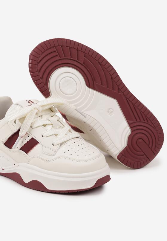 Beżowo-Czerwone Buty Sportowe Sneakersy na Platformie z Paskami Grelresil 3