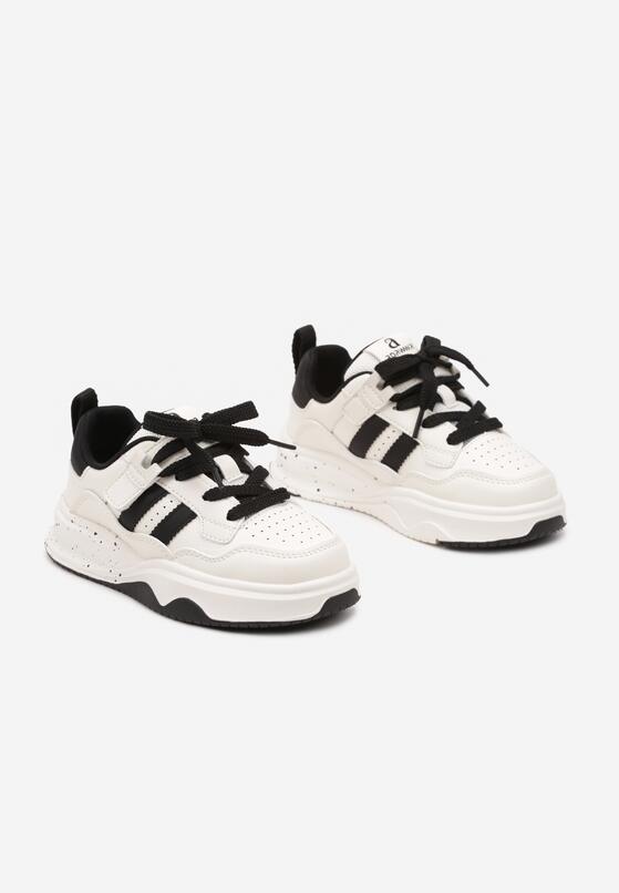 Beżowo-Czarne Buty Sportowe Sneakersy na Platformie z Paskami Grelresil 2