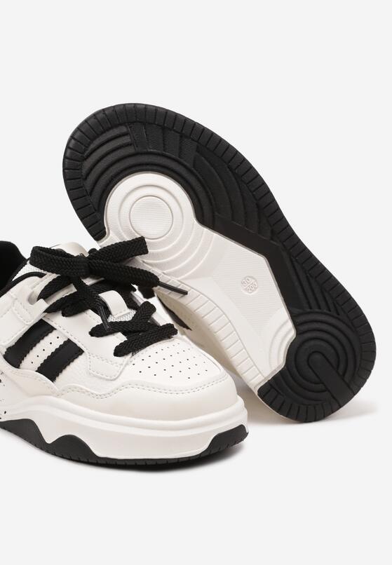 Beżowo-Czarne Buty Sportowe Sneakersy na Platformie z Paskami Grelresil 3