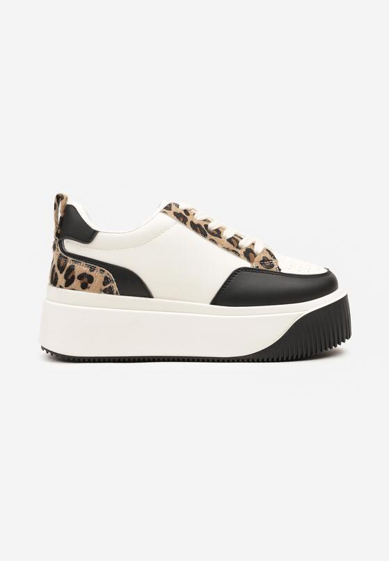 Biało-Czarne Sneakersy na Grubej Podeszwie z Printem w Panterkę Fonarria 4
