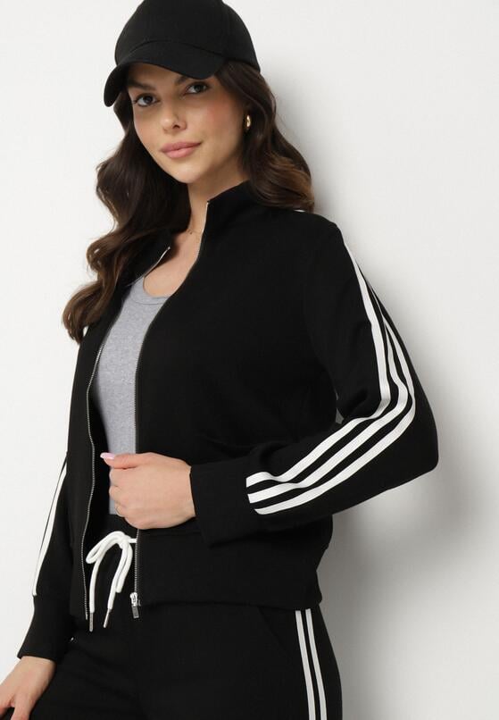 Czarna Bluza z Wiskozą i Ozdobnymi Paskami Feneritia 4