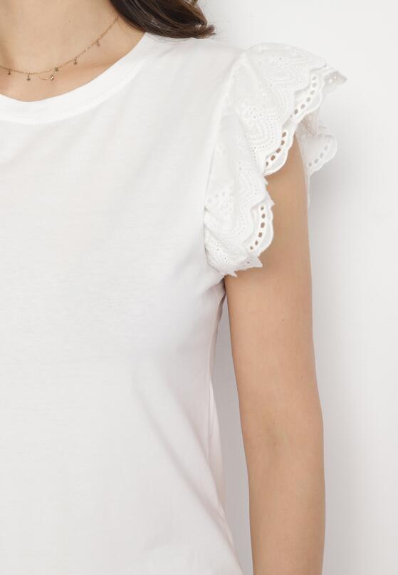 Biała Bawełniana Bluzka Ozdobiona Haftem Tulreti 5