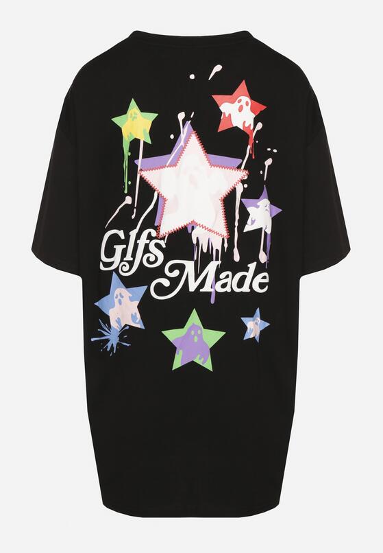 Czarny T-shirt z Bawełną Ozdobiony Gwiazdami Karretia 7