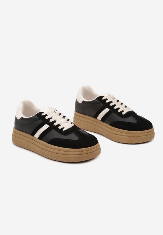Czarne Sneakersy na Platformie w Stylu Kultowych Tenisówek Gonoriel 5