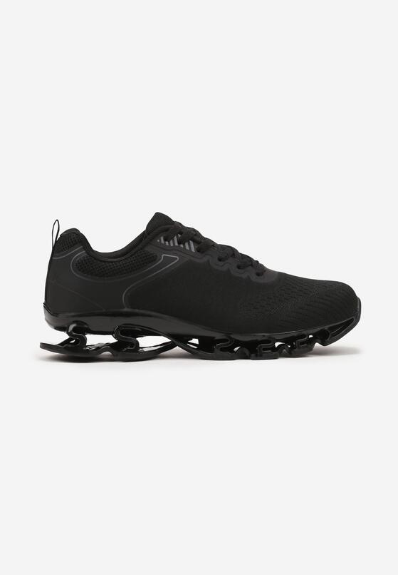 Czarno-Szare Buty Sportowe Sneakersy z Geometrycznym Zdobieniem Noramia 1