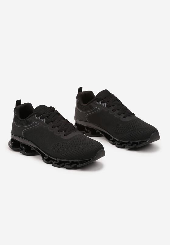 Czarno-Szare Buty Sportowe Sneakersy z Geometrycznym Zdobieniem Noramia 2