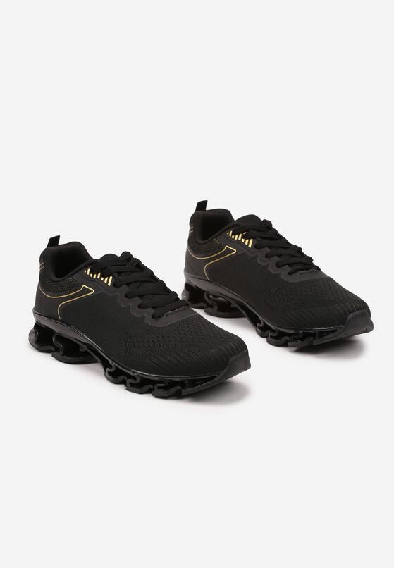 Czarno-Złote Buty Sportowe Sneakersy z Geometrycznym Zdobieniem Noramia 2