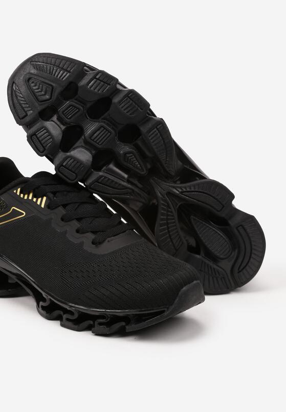 Czarno-Złote Buty Sportowe Sneakersy z Geometrycznym Zdobieniem Noramia 3
