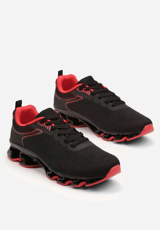 Czarno-Czerwone Buty Sportowe Sneakersy z Geometrycznym Zdobieniem Noramia 2
