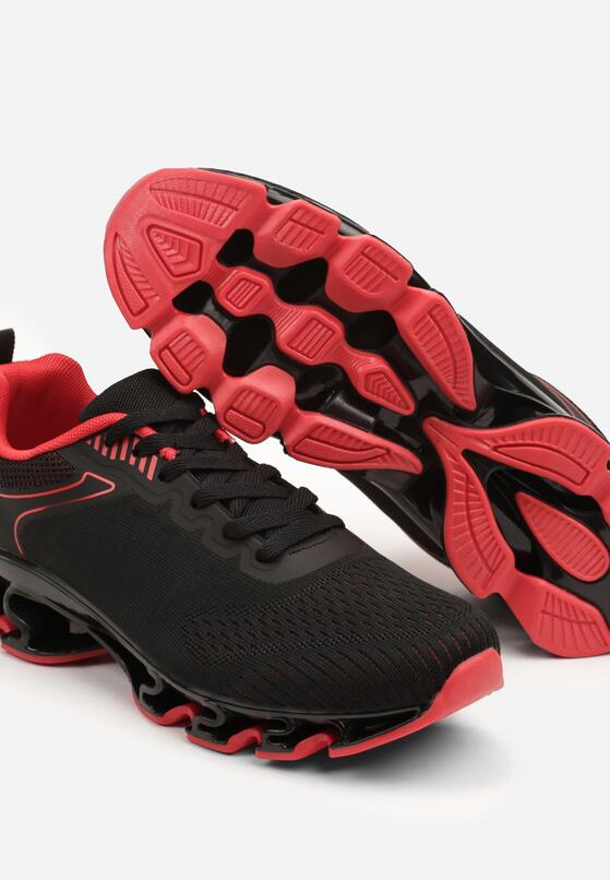 Czarno-Czerwone Buty Sportowe Sneakersy z Geometrycznym Zdobieniem Noramia 3