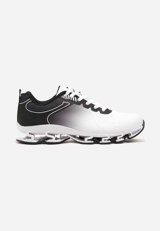 Biało-Czarne Buty Sportowe Sneakersy z Geometrycznym Zdobieniem Noramia 1