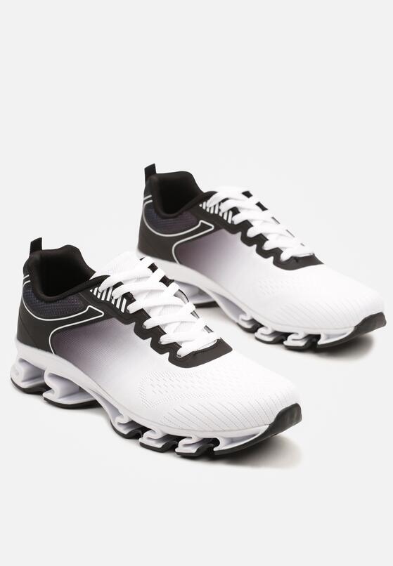 Biało-Czarne Buty Sportowe Sneakersy z Geometrycznym Zdobieniem Noramia 2