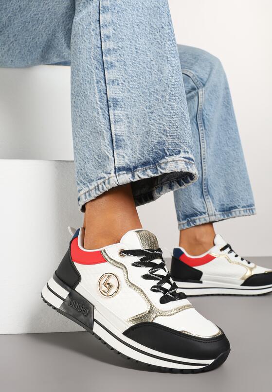 Biało-Czarne Sneakersy Ozdobione Metaliczną Aplikacją Zolamira 1