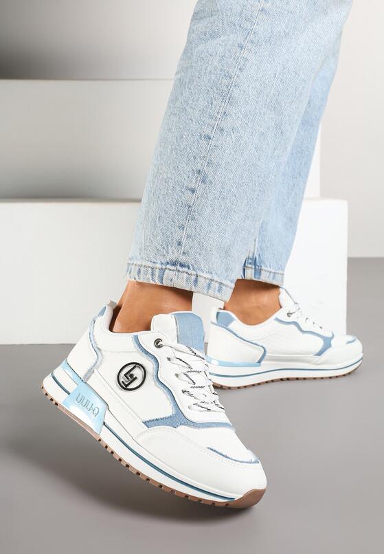 Biało-Niebieskie Sneakersy Ozdobione Metaliczną Aplikacją Zolamira 2