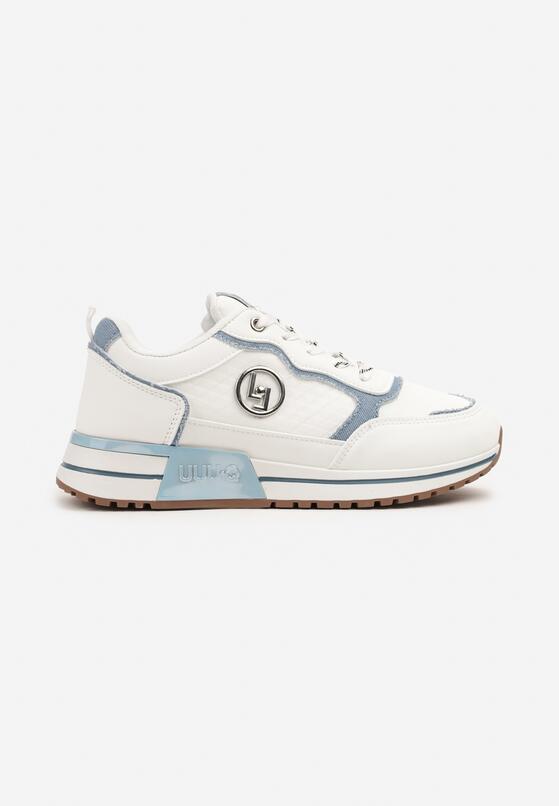 Biało-Niebieskie Sneakersy Ozdobione Metaliczną Aplikacją Zolamira 4