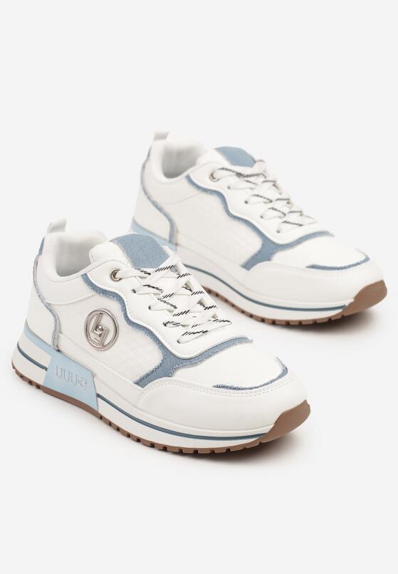 Biało-Niebieskie Sneakersy Ozdobione Metaliczną Aplikacją Zolamira 5