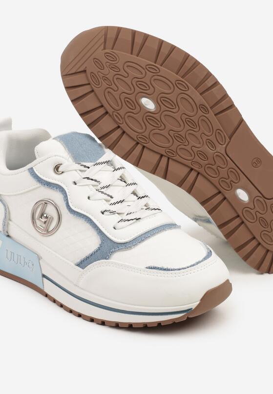 Biało-Niebieskie Sneakersy Ozdobione Metaliczną Aplikacją Zolamira 6