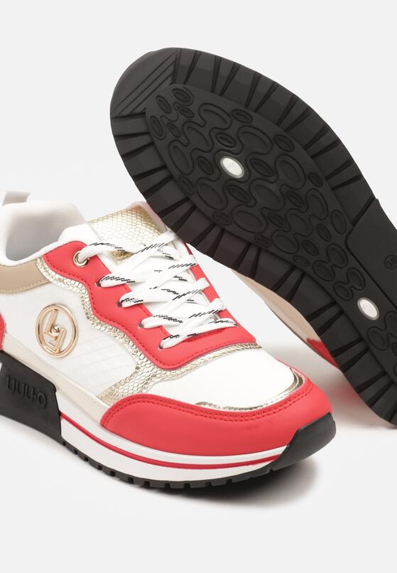 Biało-Czerwone Sneakersy Ozdobione Metaliczną Aplikacją Zolamira 6
