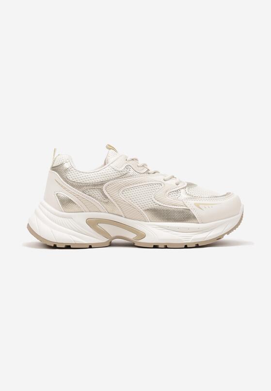 Beżowe Sneakersy z Geometrycznym Zdobieniem Leanielis 4