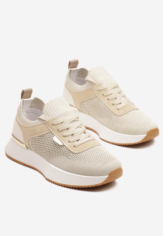 Beżowe Siateczkowe Sneakersy Dorami 5