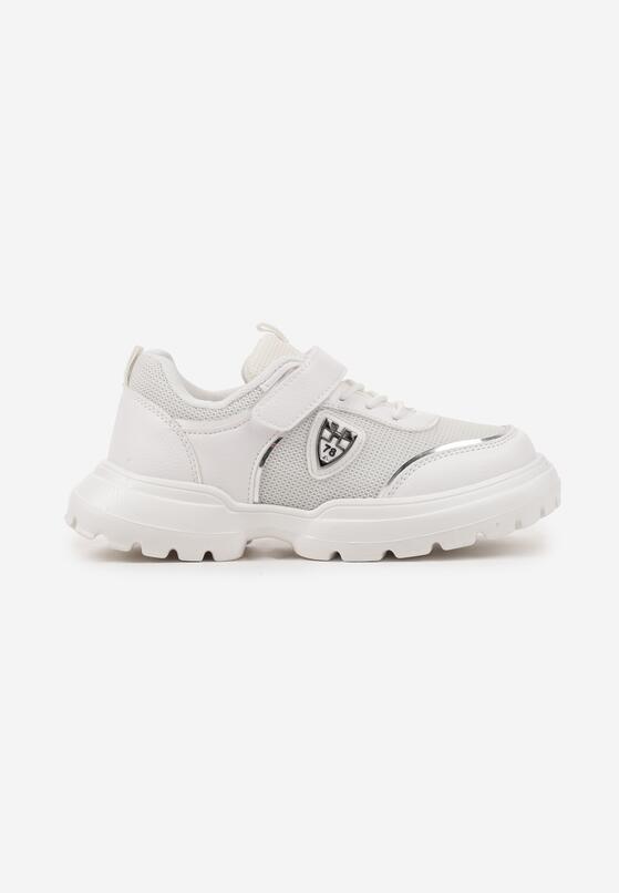 Białe Buty Sportowe Sneakersy ze Skórzaną Wkładką i Aplikacją Fonaven 1