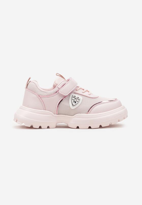 Różowe Buty Sportowe Sneakersy ze Skórzaną Wkładką i Aplikacją Fonaven 1