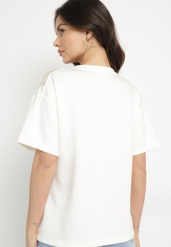 Biały T-shirt z Trójkątnym Dekoltem Foniriela 3
