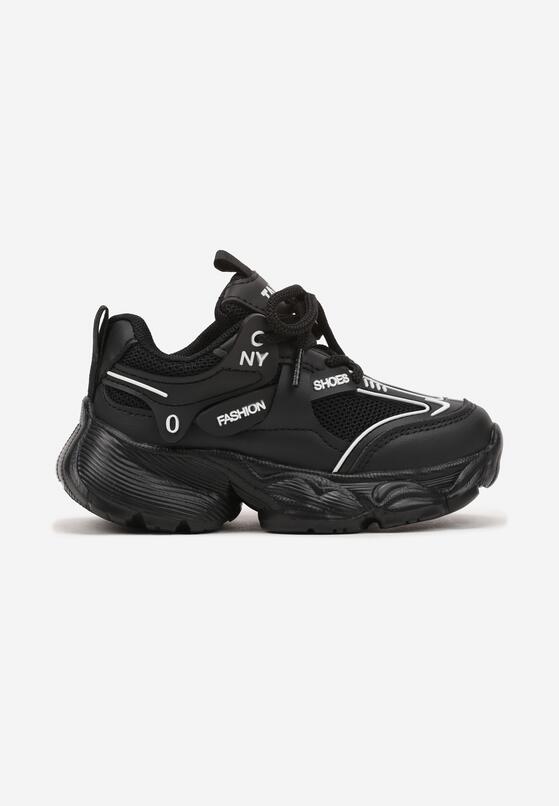 Czarne Buty Sportowe Sneakersy ze Skórzaną Wkładką i Napisem Rivreti 1