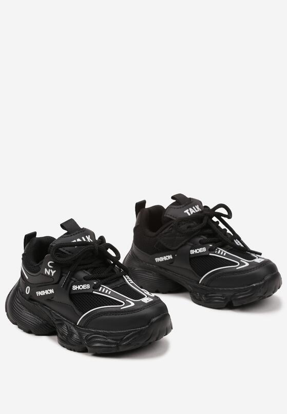 Czarne Buty Sportowe Sneakersy ze Skórzaną Wkładką i Napisem Rivreti 2