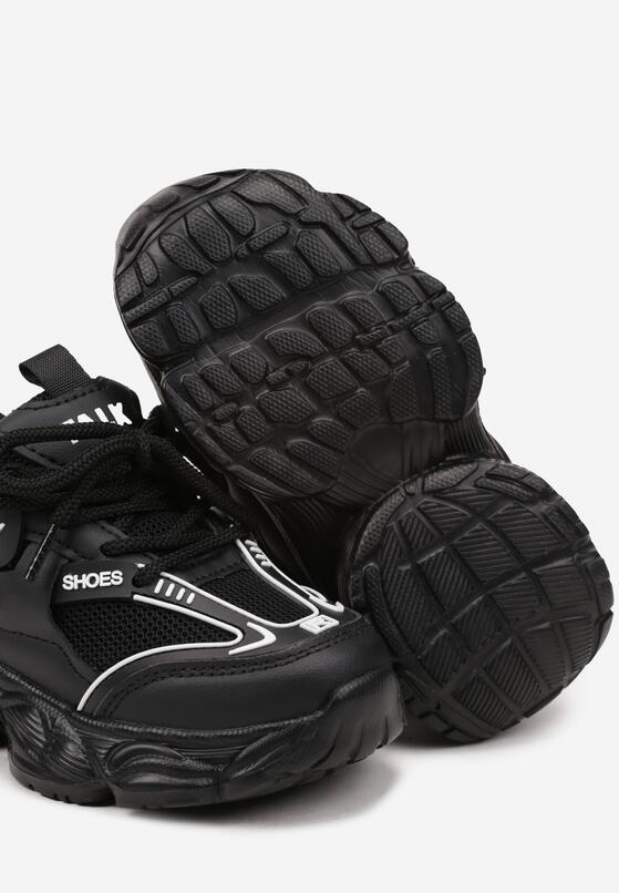 Czarne Buty Sportowe Sneakersy ze Skórzaną Wkładką i Napisem Rivreti 3