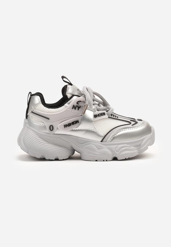 Szare Buty Sportowe Sneakersy ze Skórzaną Wkładką i Napisem Rivreti 1