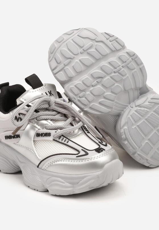 Szare Buty Sportowe Sneakersy ze Skórzaną Wkładką i Napisem Rivreti 3