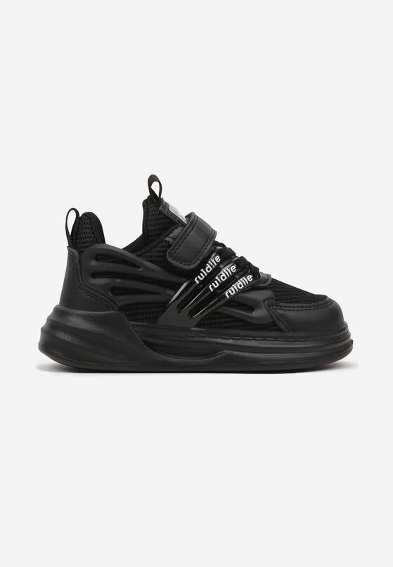 Czarne Buty Sportowe Sneakersy ze Skórzaną Wkładką Ozdobione Tłoczeniem Fonorwin 1