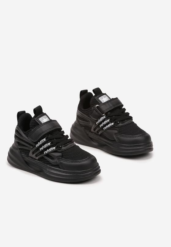 Czarne Buty Sportowe Sneakersy ze Skórzaną Wkładką Ozdobione Tłoczeniem Fonorwin 2