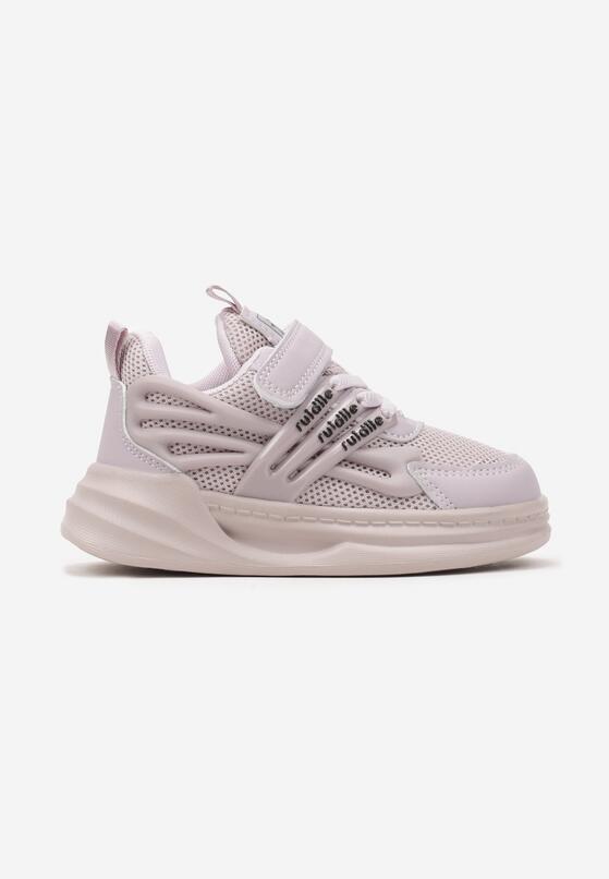 Fioletowe Buty Sportowe Sneakersy ze Skórzaną Wkładką Ozdobione Tłoczeniem Fonorwin 1