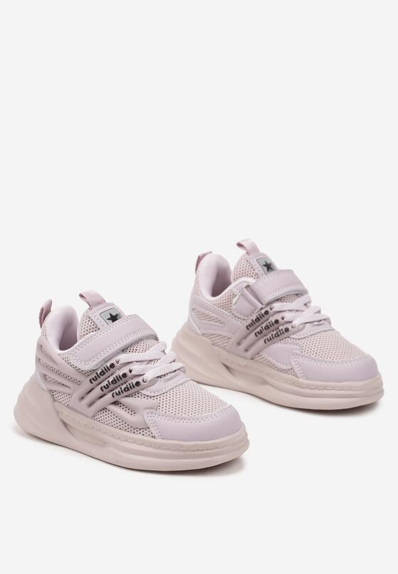 Fioletowe Buty Sportowe Sneakersy ze Skórzaną Wkładką Ozdobione Tłoczeniem Fonorwin 2