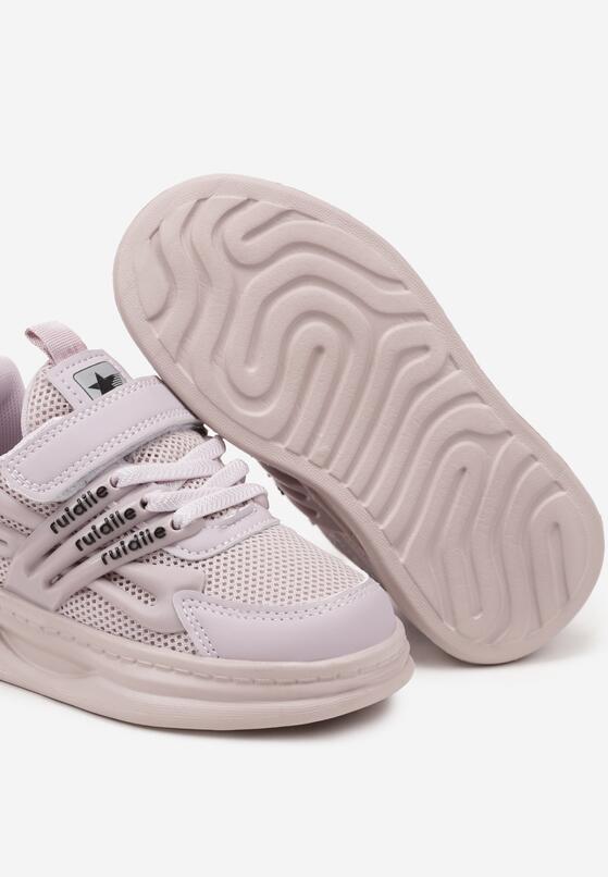Fioletowe Buty Sportowe Sneakersy ze Skórzaną Wkładką Ozdobione Tłoczeniem Fonorwin 3