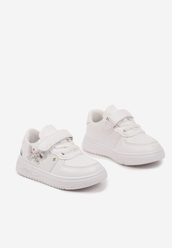 Białe Buty Sportowe Sneakersy z Rzepem i Aplikacjami 3D Arlivin 2