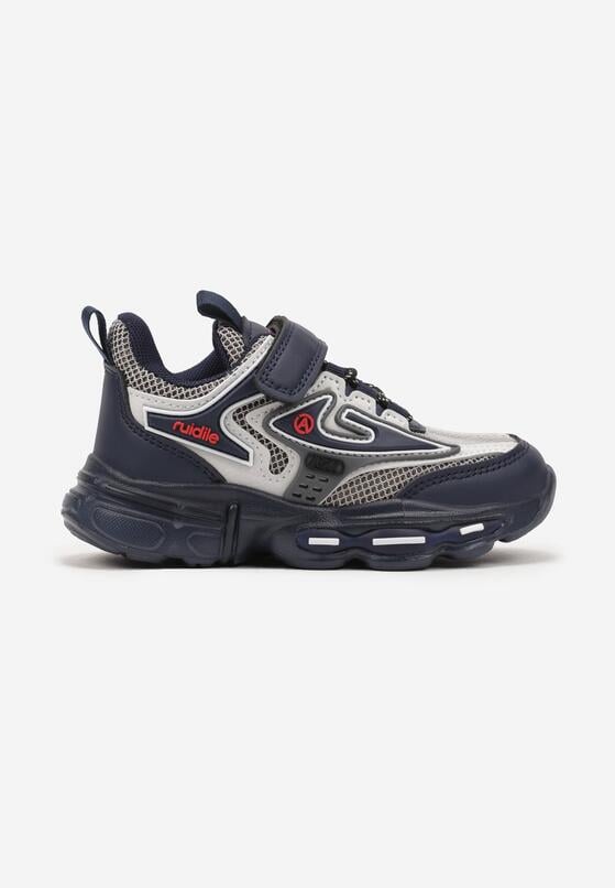 Granatowe Buty Sportowe Sneakersy ze Skórzaną Wkładką i Rzepem Nonadrae 1