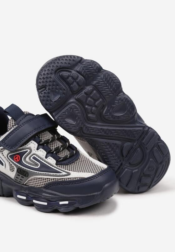 Granatowe Buty Sportowe Sneakersy ze Skórzaną Wkładką i Rzepem Nonadrae 3