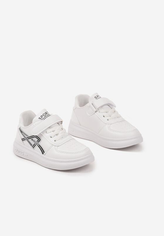 Biało-Czarne Buty Sportowe Sneakersy z Dodatkowym Zapięciem na Rzep Solivia 2