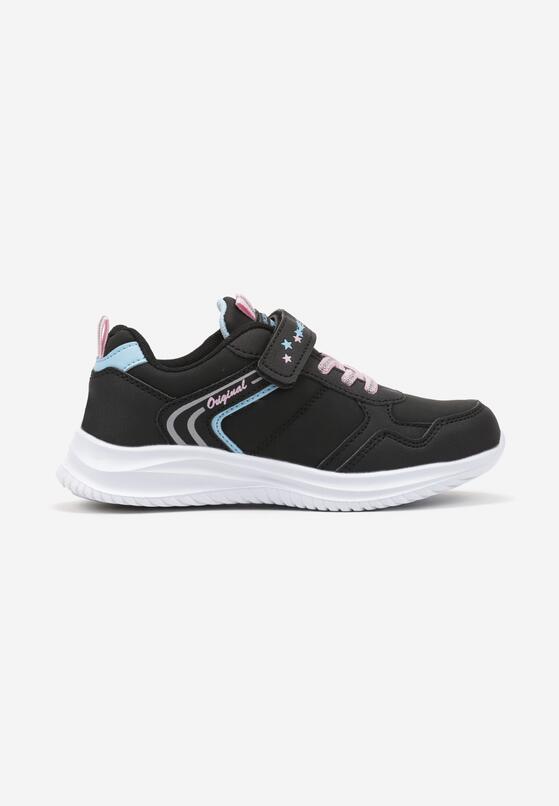 Czarne Buty Sportowe Sneakersy z Napisem i Geometrycznym Wzorem Iloniel 1