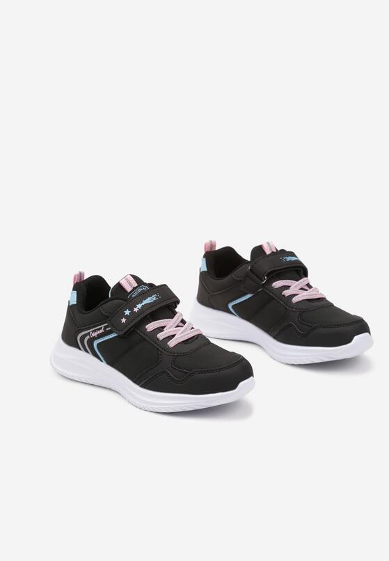Czarne Buty Sportowe Sneakersy z Napisem i Geometrycznym Wzorem Iloniel 2