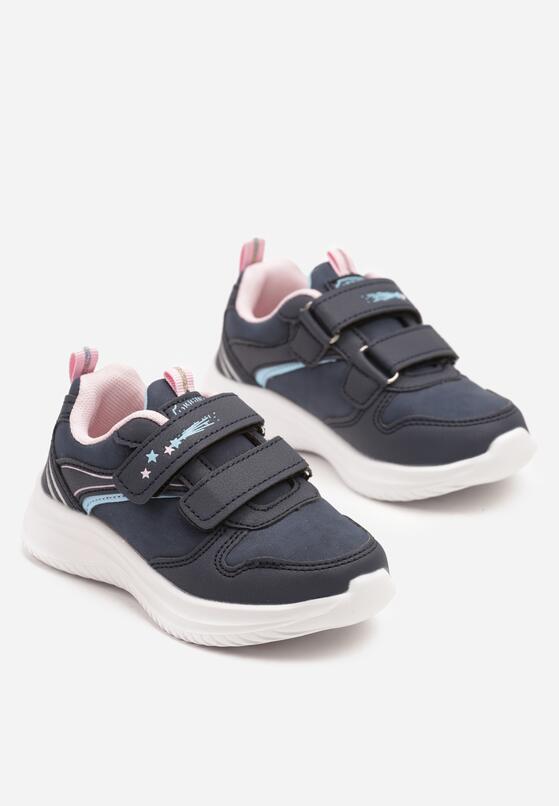 Granatowe Buty Sportowe Sneakersy z Paskami i Gwiazdkami Aralena 2