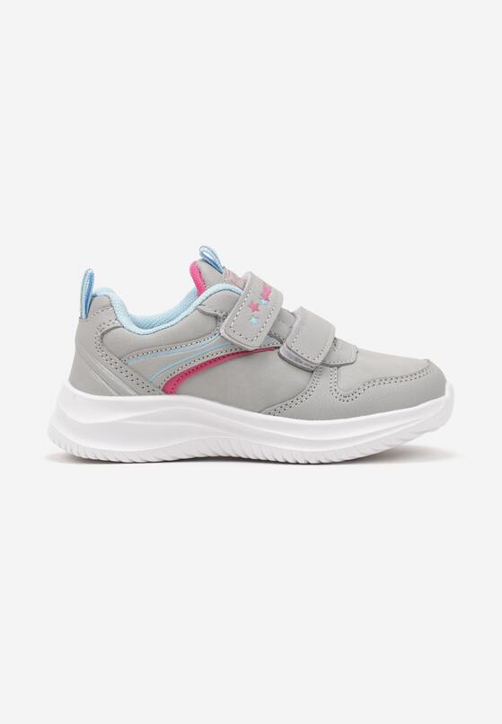 Jasnoszare Buty Sportowe Sneakersy z Paskami i Gwiazdkami Aralena 1
